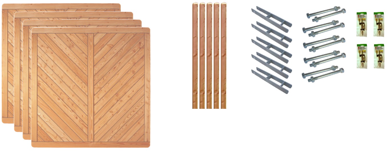 Zaunbundle SPRINGFIELD 2 (Skagen) 7,65x1,80 m Lärche Sichtschutz-Komplettset