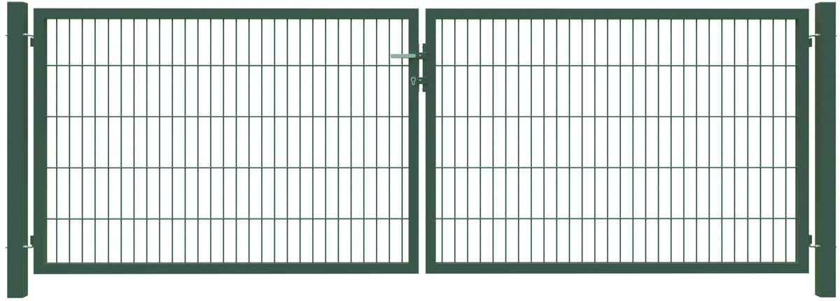 BASIC Gitter-Doppeltor RAL 6005 grün 300x100 cm inkl. Pfosten