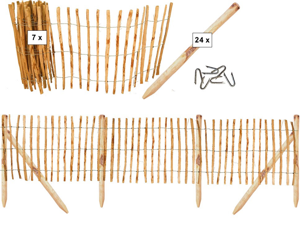 Zaunbundle ROSWELL 5 (Rollo) 35,0x0,9 m Haselnuss-Rollzaun Komplettset
