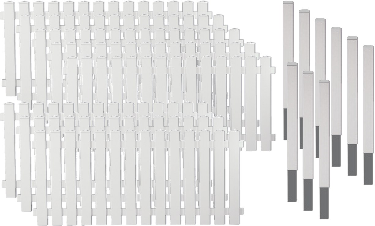 Zaunbundle LEXINGTON 6 (Lightline) 15,21x0,80 m weiß Kunststoff Lattenzaun-Komplettset