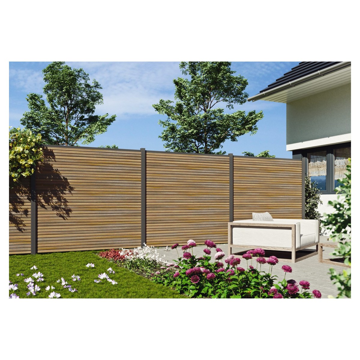 WAREN WPC-Steckzaun-Set 175x180 cm