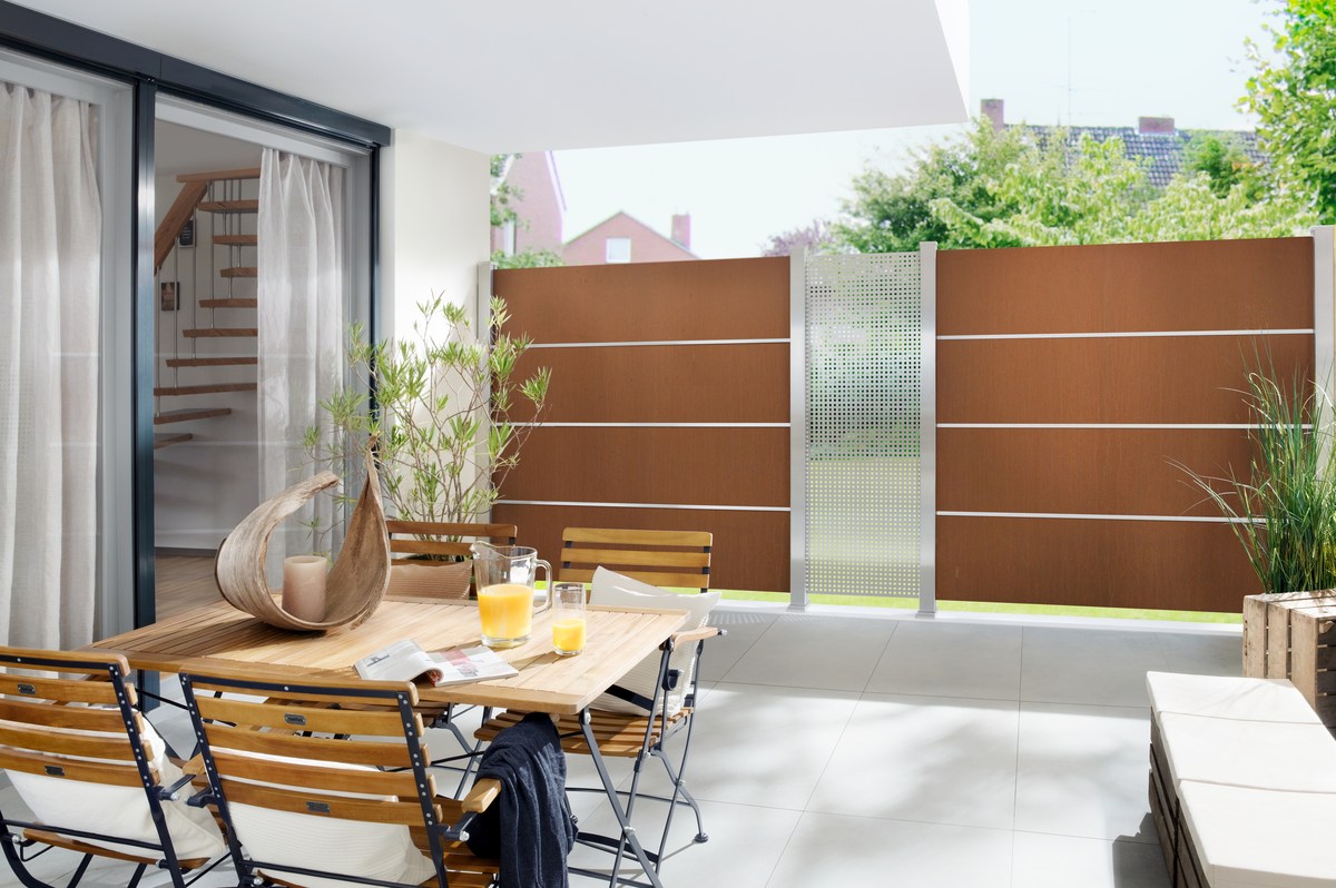 SYSTEM BOARD XL Sichtschutz Corten-Stahl 178 x 180 cm rost Zaun-Set (ohne Pfosten) 