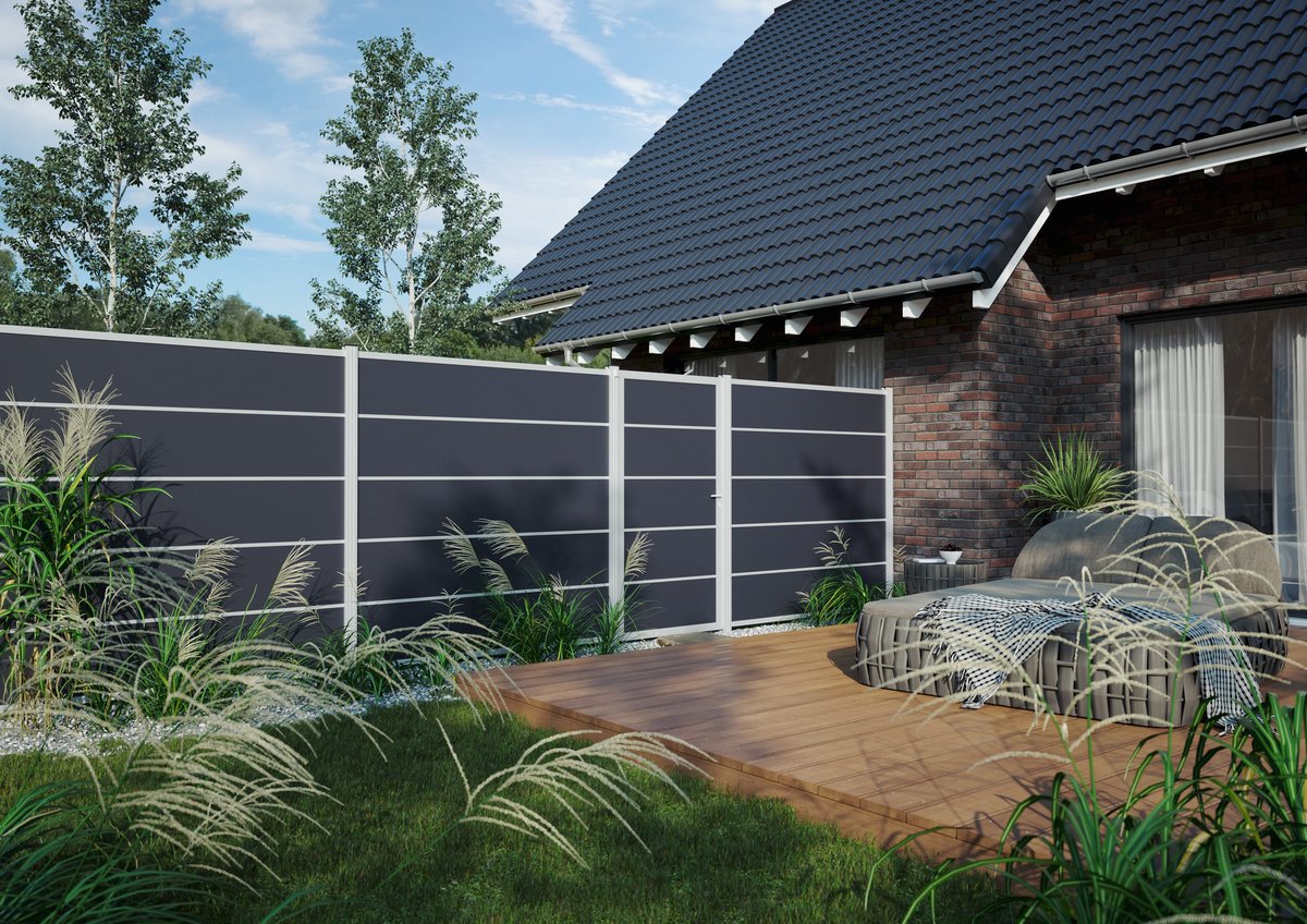 FARÖ-Serie HPL-Steckzaun-Set 179x178 cm anthrazit