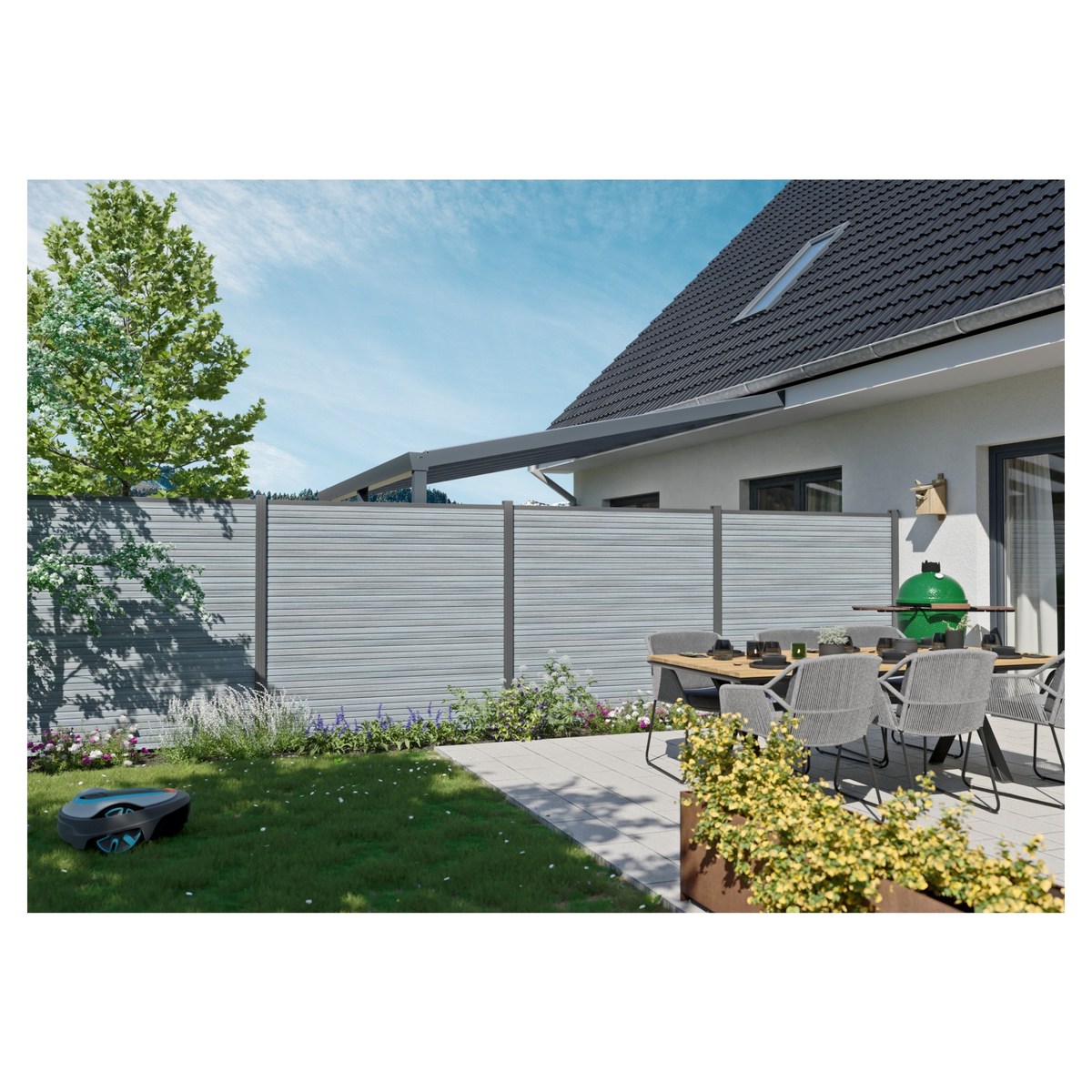 WAREN WPC-Steckzaun-Set 175x180 cm Farbe smoke white