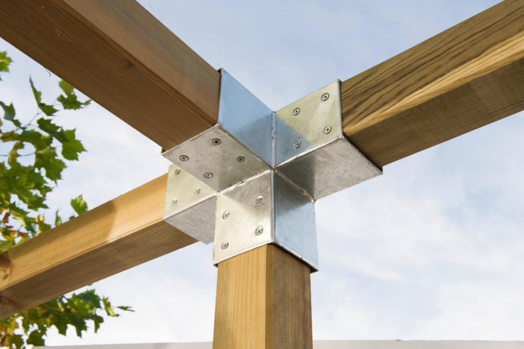 QUATRO-Steckverbinder Mitte zweifach (30.5 x 20 x 20 cm) für 9x9cm Pfosten