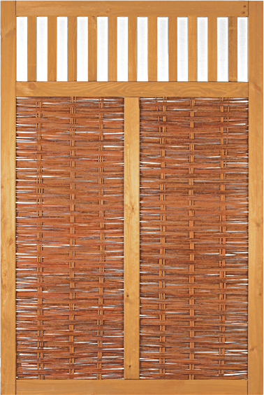 T&J Weidengeflechtzaun VESUV 120x180cm, umlaufender Rahmen braun mit Dekor