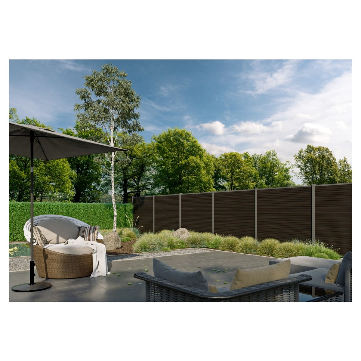 WAREN WPC-Steckzaun-Set 175x180 cm Farbe CHARCOAL