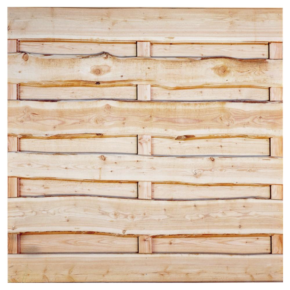 LOLLAND Bretterzaun-Element sägerau 180 x 180 cm drehbar, Lärche roh