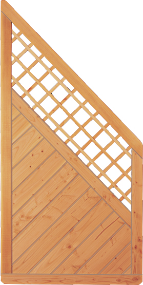 CLASSICO gerades Schräg-Element mit Rankgitter, Douglasie - B 90 x H 180/90 cm