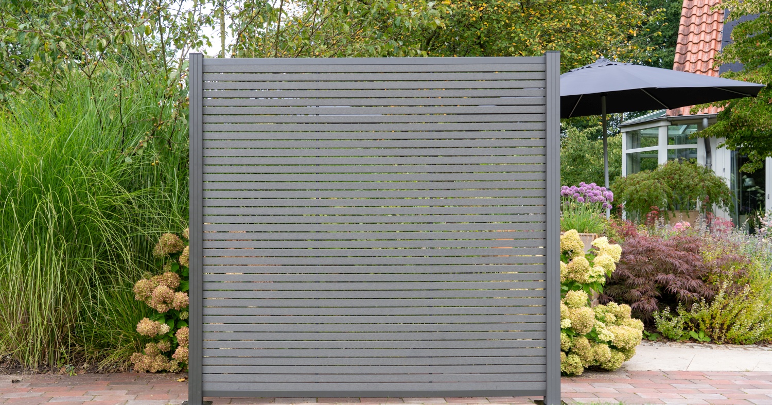 HÖRVIG BPC-Steckzaun-Set 180x180 cm schiefergrau inkl. Abschlussleisten Alu anthrazit