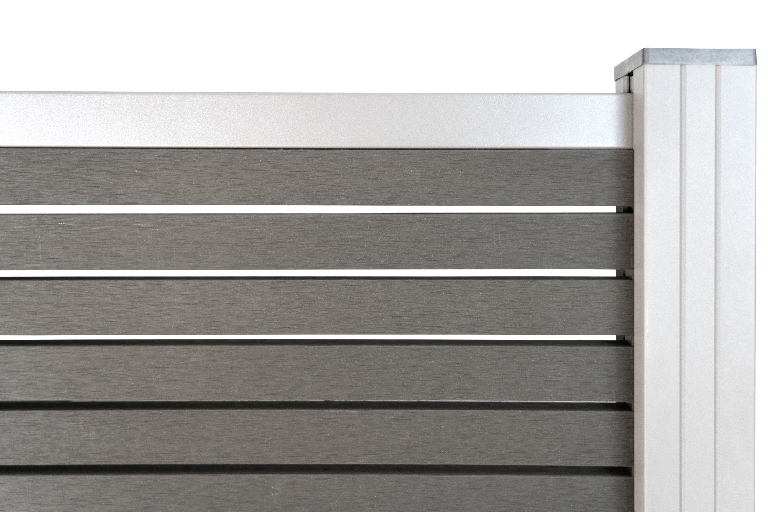 HÖRVIG BPC-Steckzaun-Set 180x180 cm schiefergrau inkl. Abschlussleisten Alu silber