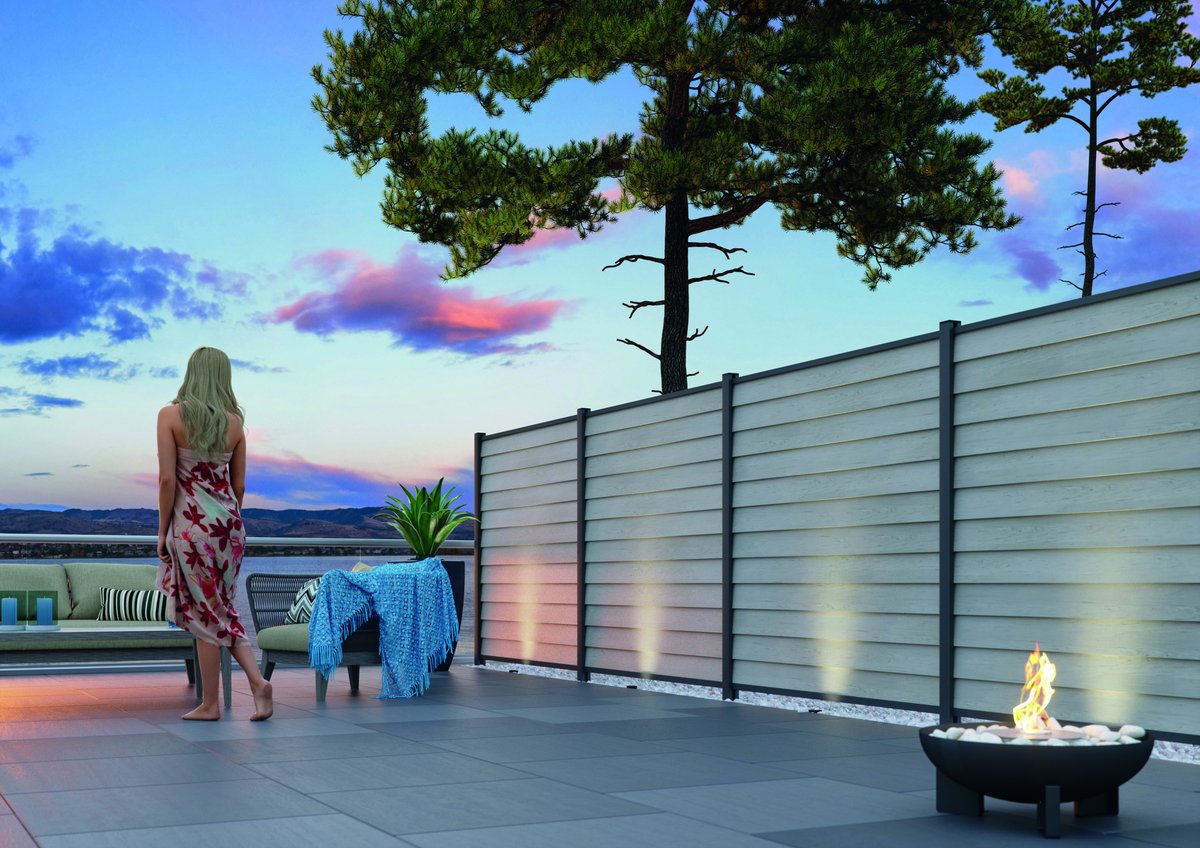 SKÄR Zaunfeld-Set 180x175 cm BPC sand, Steckzaun-Set für ein Zaunfeld