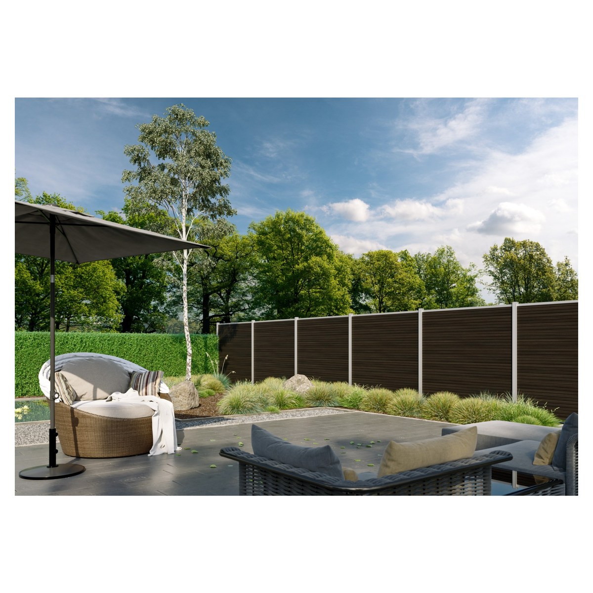 WAREN WPC-Steckzaun-Set 175x180 cm Farbe CHARCOAL