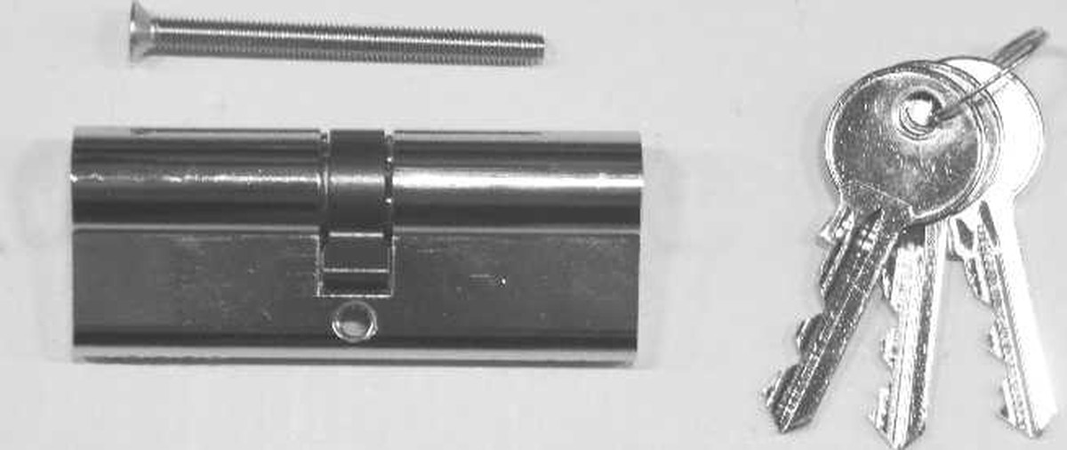 Profilzylinder 40/40 chromiert, mit 3 Schlüsseln