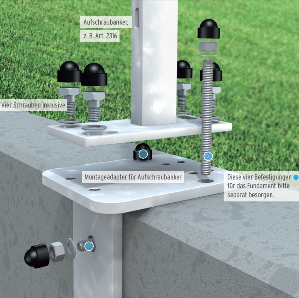 Mauer-Montageadapter für  Pfostenträger zum Aufschrauben, Aufschraubanker von TraumGarten