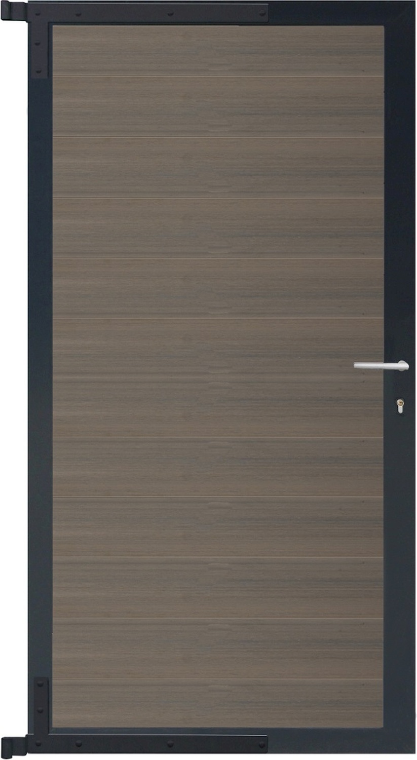 ELSKOP Tor-Komplettset 90x173 cm WPC grau/Alu-Rahmen anthrazit