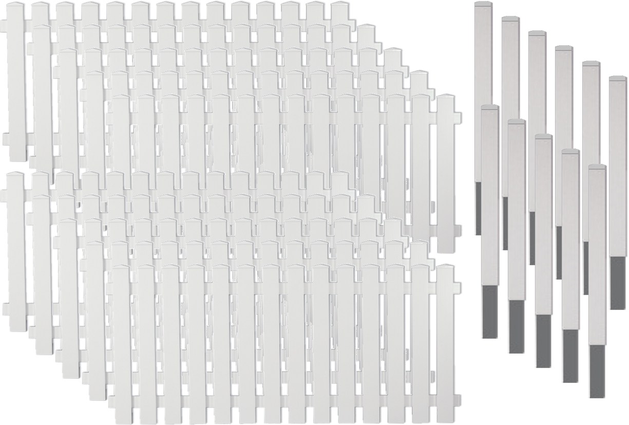 Zaunbundle LEXINGTON 4 (Lightline) 18,99x0,80 m weiß Kunststoff Lattenzaun-Komplettset