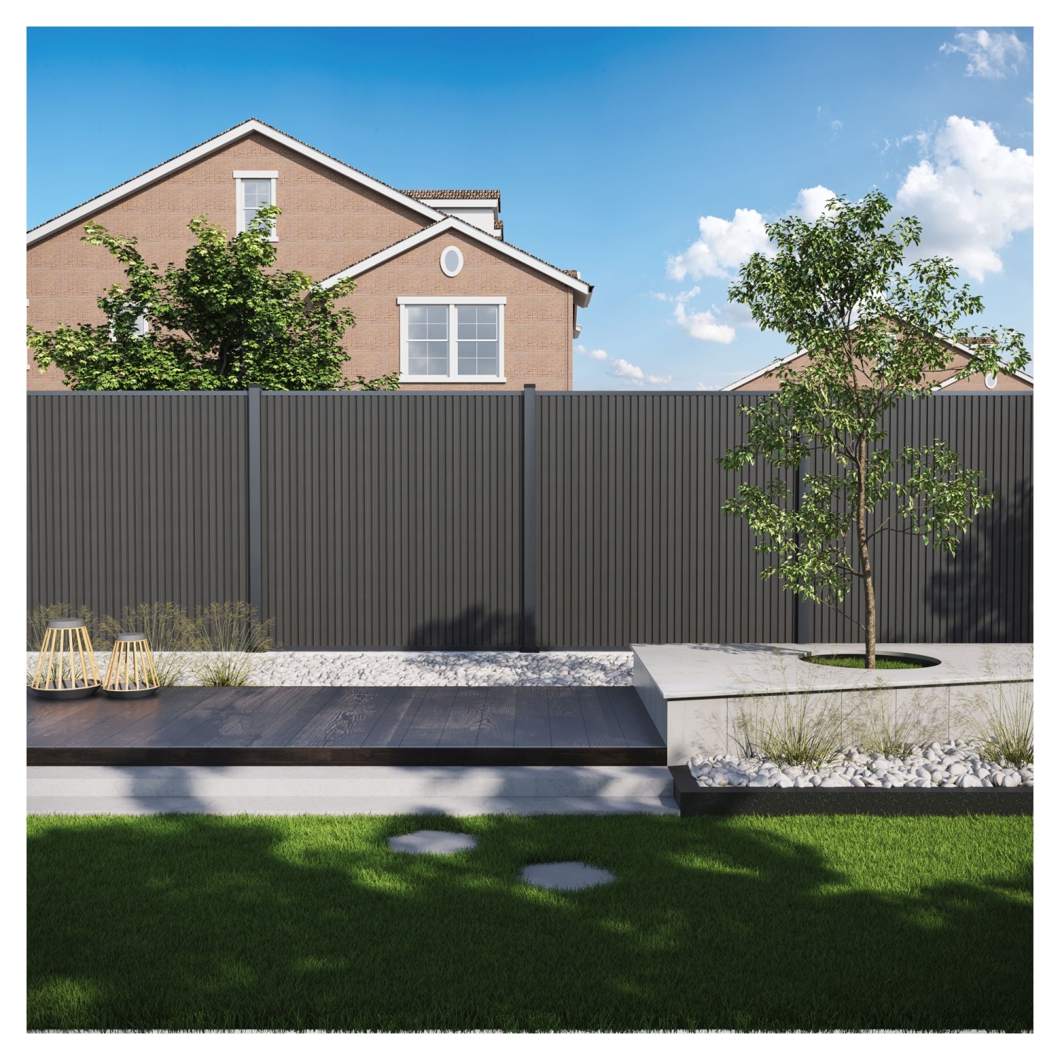 WAREN WPC-Steckzaun-Set 175x180 cm Farbe CHARCOAL
