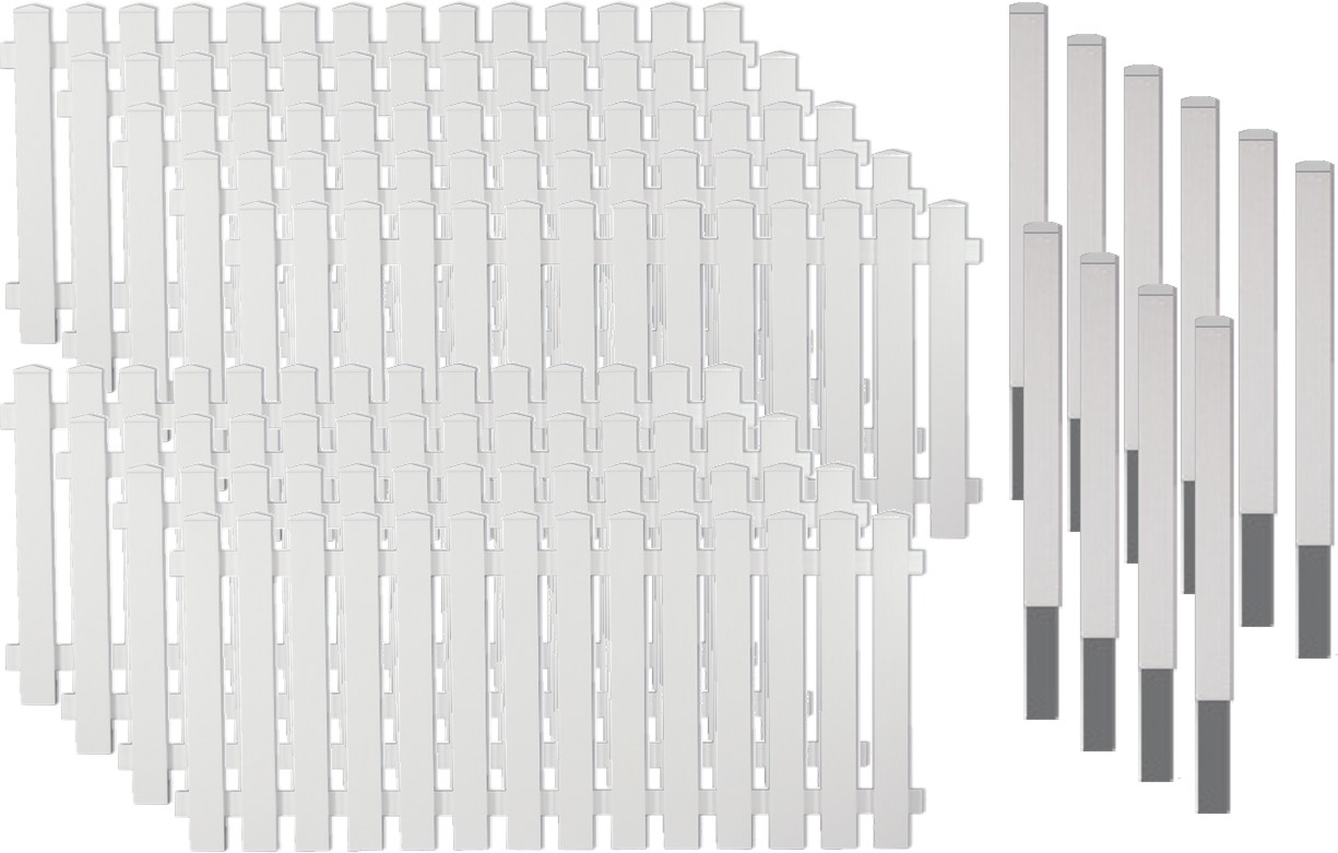 Zaunbundle LEXINGTON 4 (Lightline) 17,10x0,80 m weiß Kunststoff Lattenzaun-Komplettset