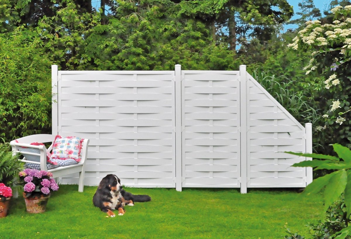 Kunststoff-Flechtzaun Lightline 90 x 180 cm weiß