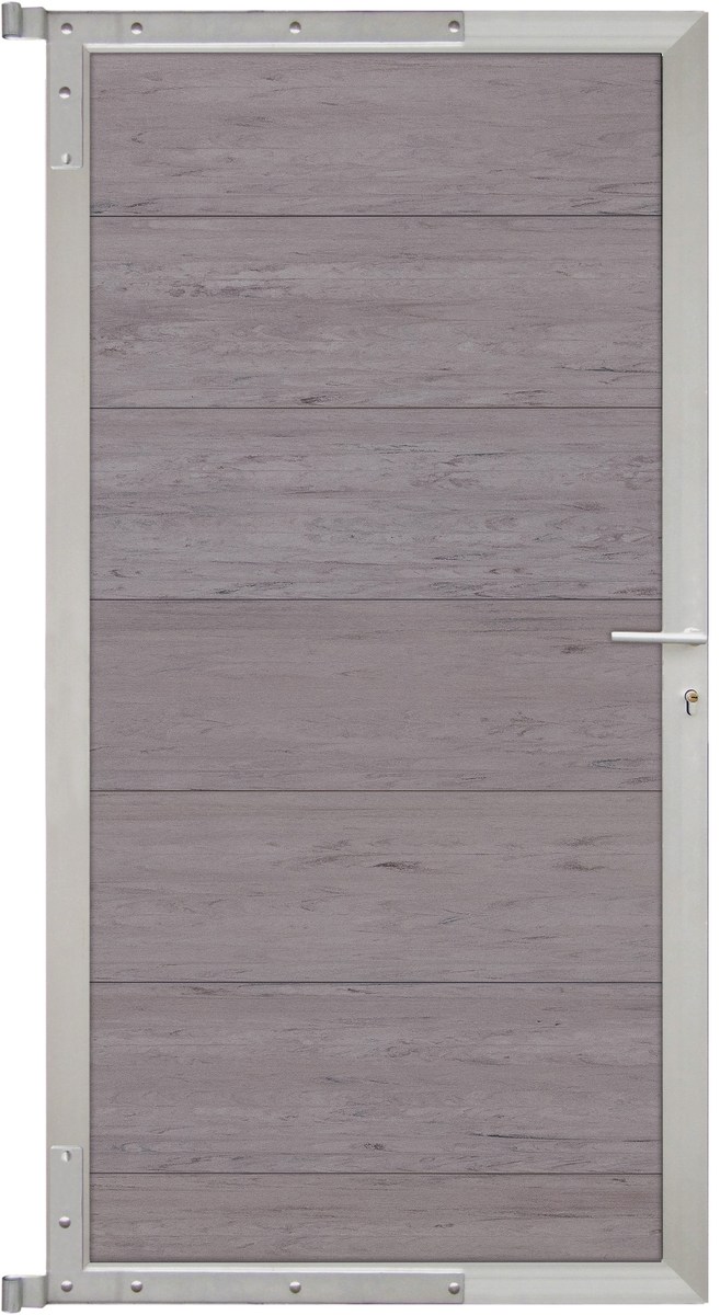 TJÖRN-Tor-Komplettset 90x173 cm WPC sand/Alu silber