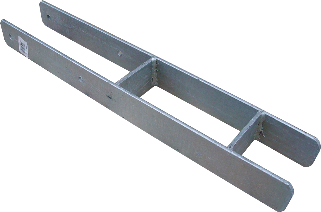 H-Pfostenträger feuerverzinkt, schwer 6/60/600 - 91 mm, für Pfosten 9 x 9 cm