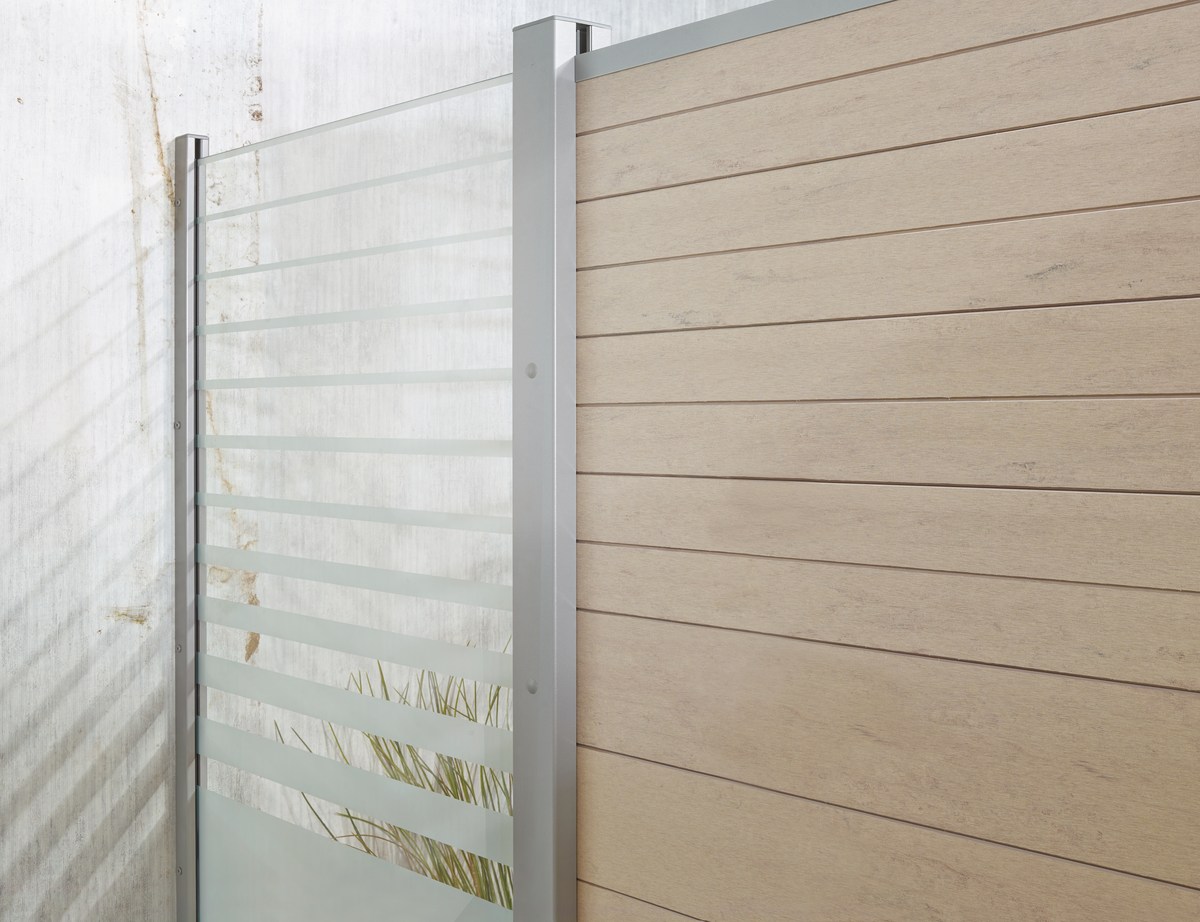 SYSTEM WPC CLASSIC Zaunfeld-Set sand 178x184 cm, Abschluss silber SYSTEM WPC CLASSIC Zaunfeld-Set sand 178x184 cm, Abschluss silber