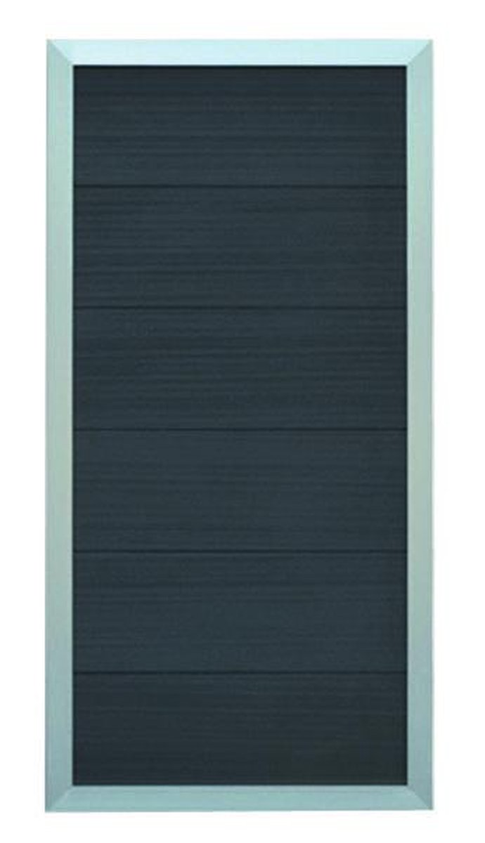 MALÖ anthrazit 90 x 180 cm, WPC-Zaun mit ALU-Rahmen silber
