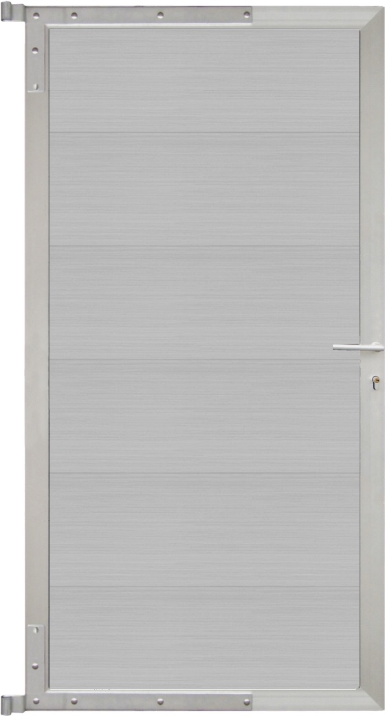 MAX-XL Tor-Komplettset 90x173 cm WPC smoke white/Alu silber