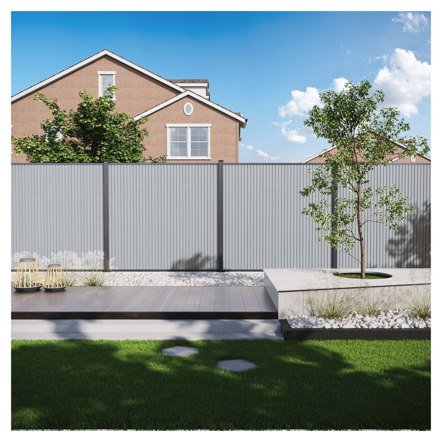 WAREN WPC-Steckzaun-Set 175x180 cm Farbe smoke white