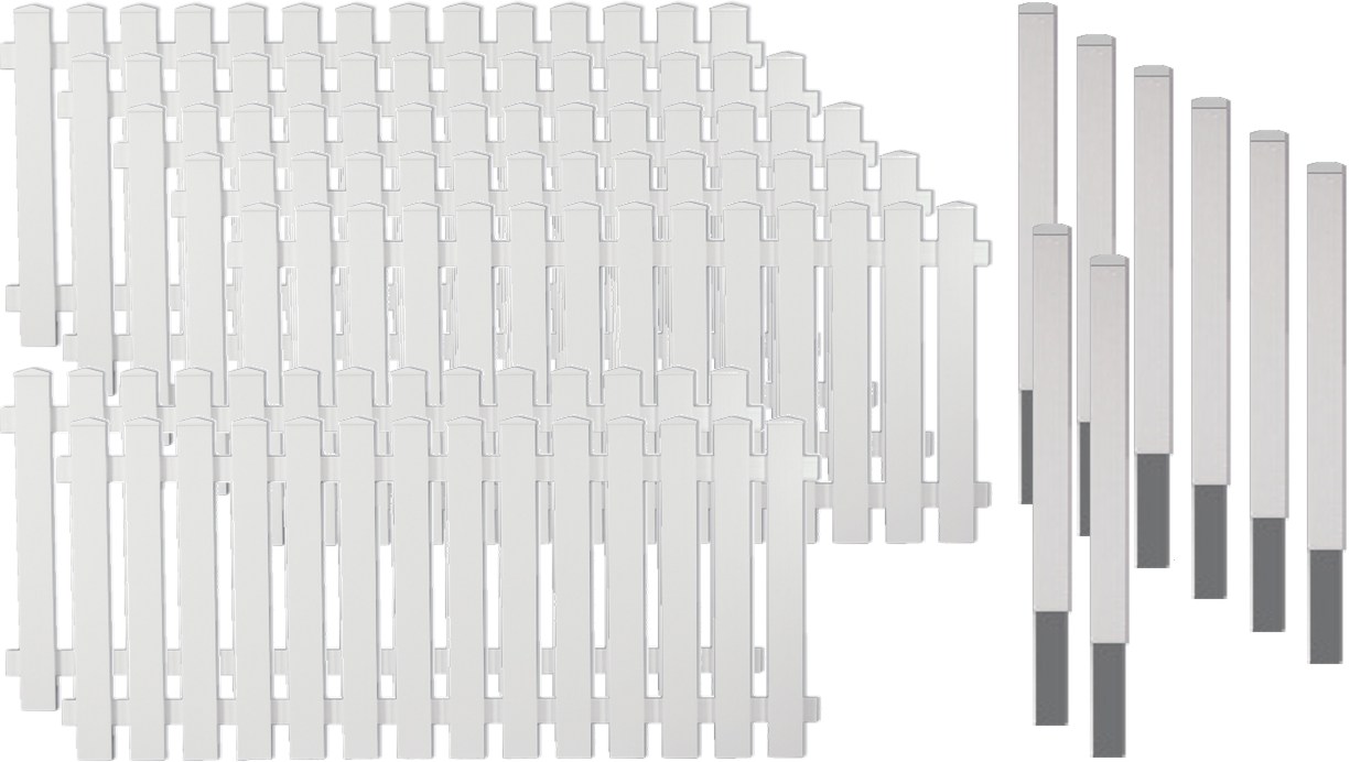 Zaunbundle LEXINGTON 5 (Lightline) 13,32x0,80 m weiß Kunststoff Lattenzaun-Komplettset