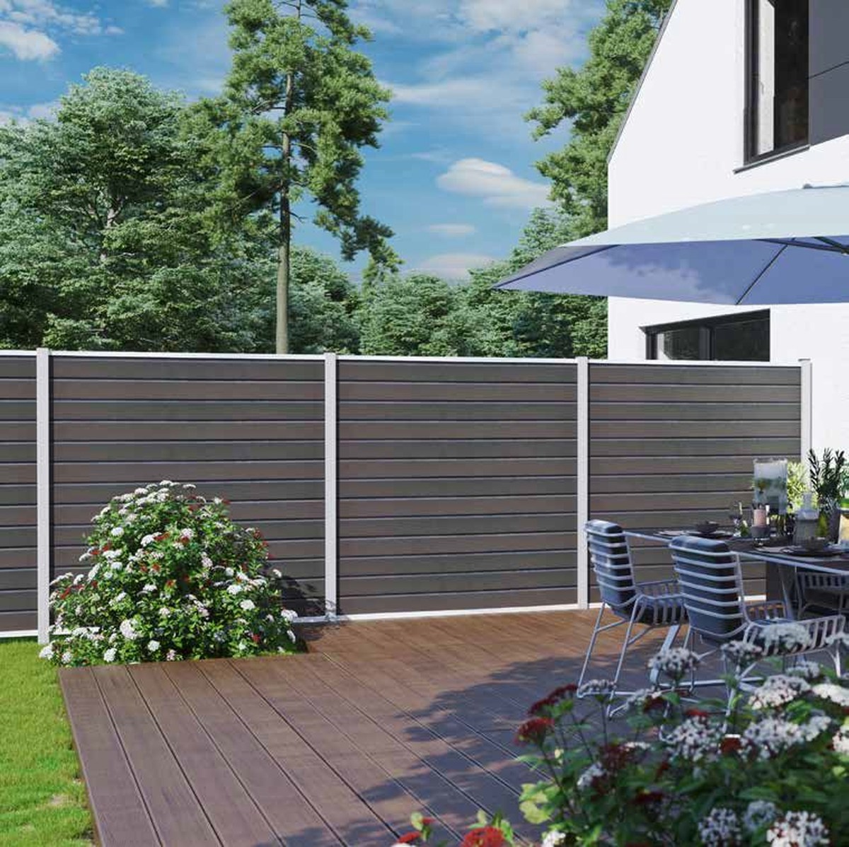 WOLLBACH WPC-Steckzaunlamelle 2x14x175 cm grau
