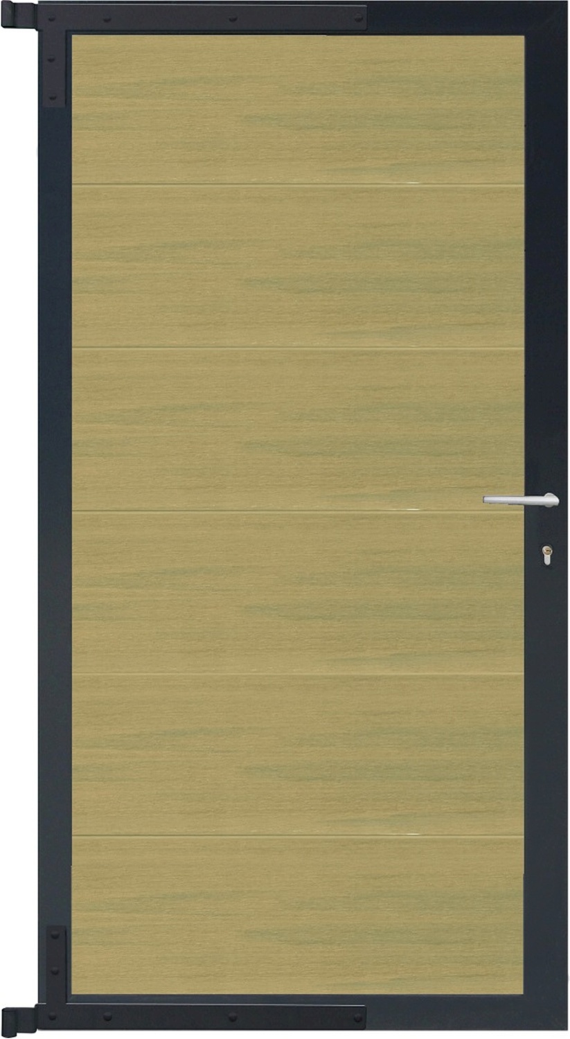 ELZE Tor-Komplettset  90x173 cm WPC schilf/Alu-Rahmen anthrazit