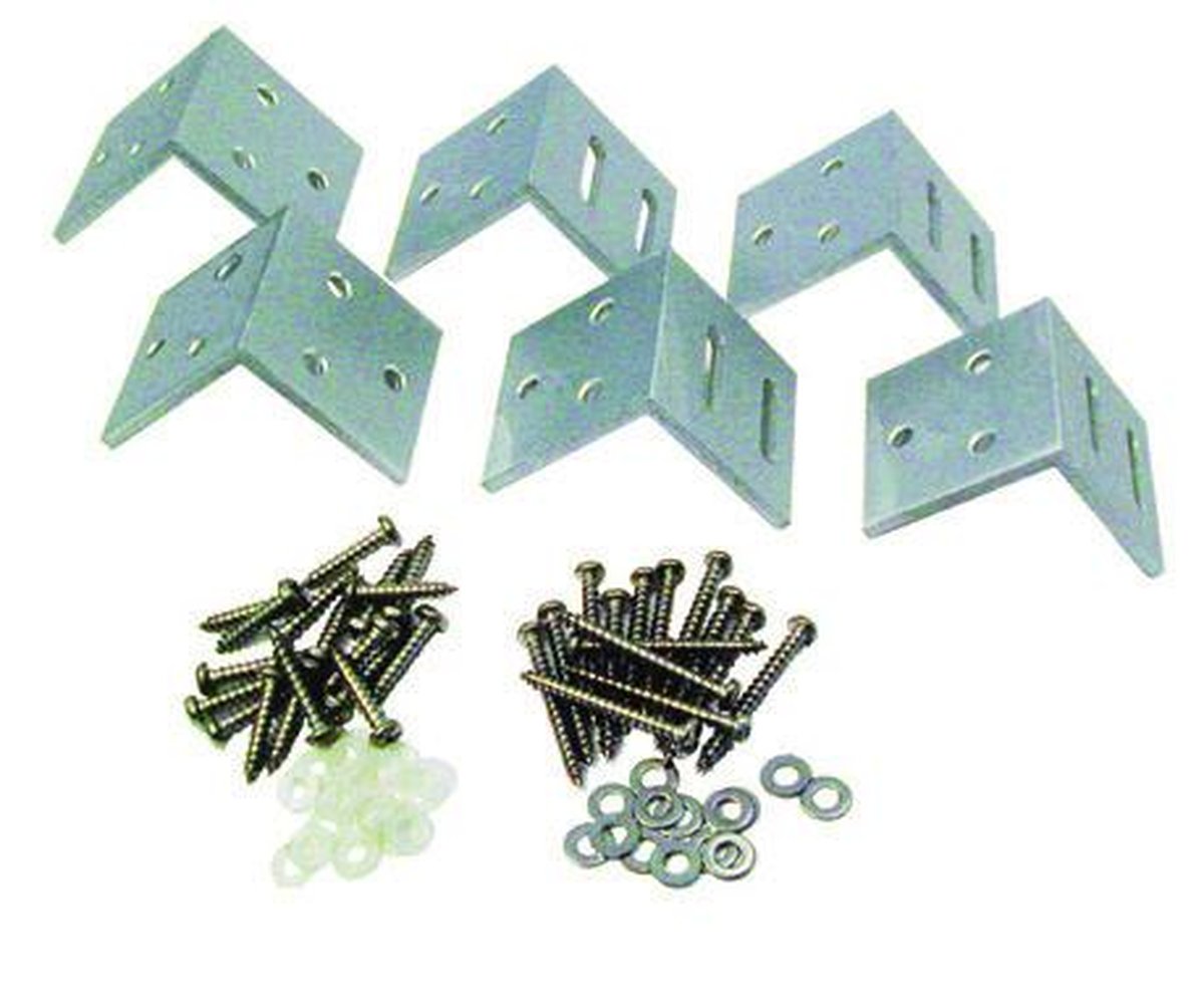 MALÖ Befestigungs-Set, Paket mit 6 Winkeln, silber