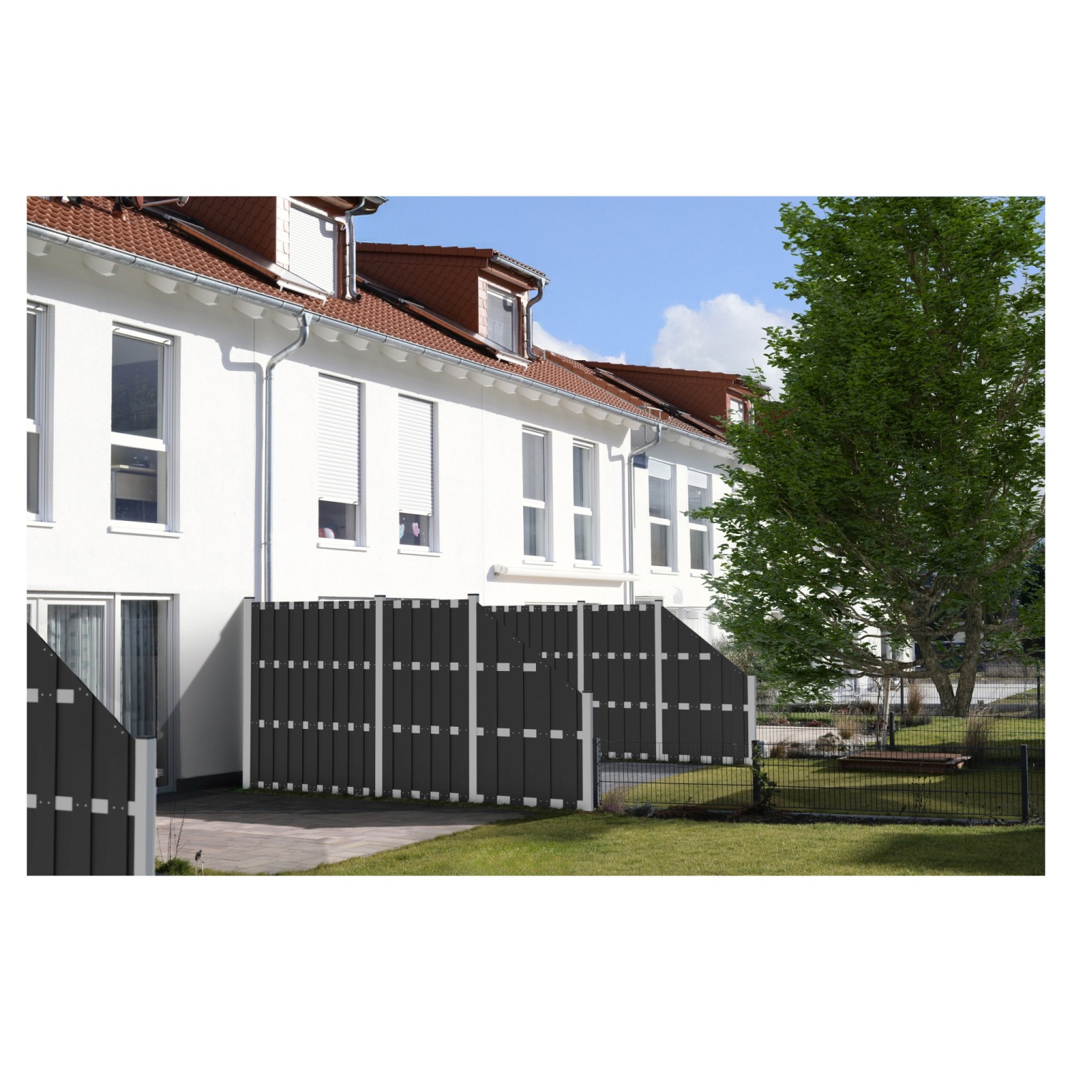 ELDENA WPC-Bretterzaun 90x180 cm anthrazit/Alu