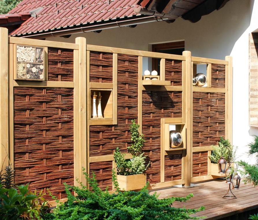 LABO-3D Weidengeflechtzaun 94x180cm, 1 Fenster oben, von T&J