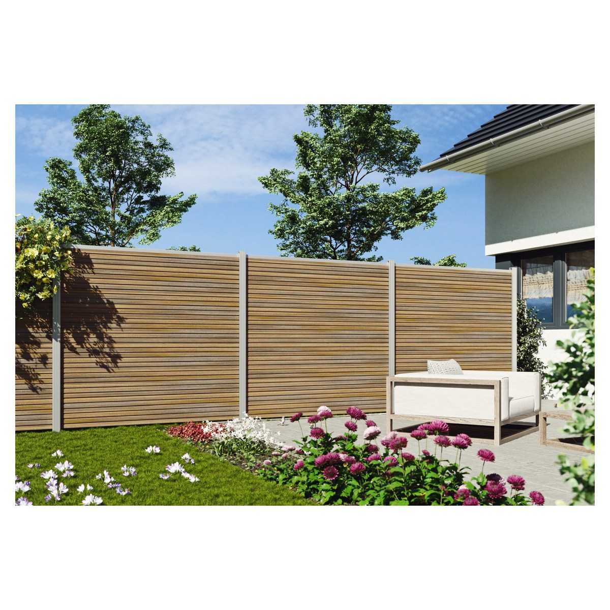 WAREN WPC-Steckzaun-Set 175x180 cm Farbe TEAK